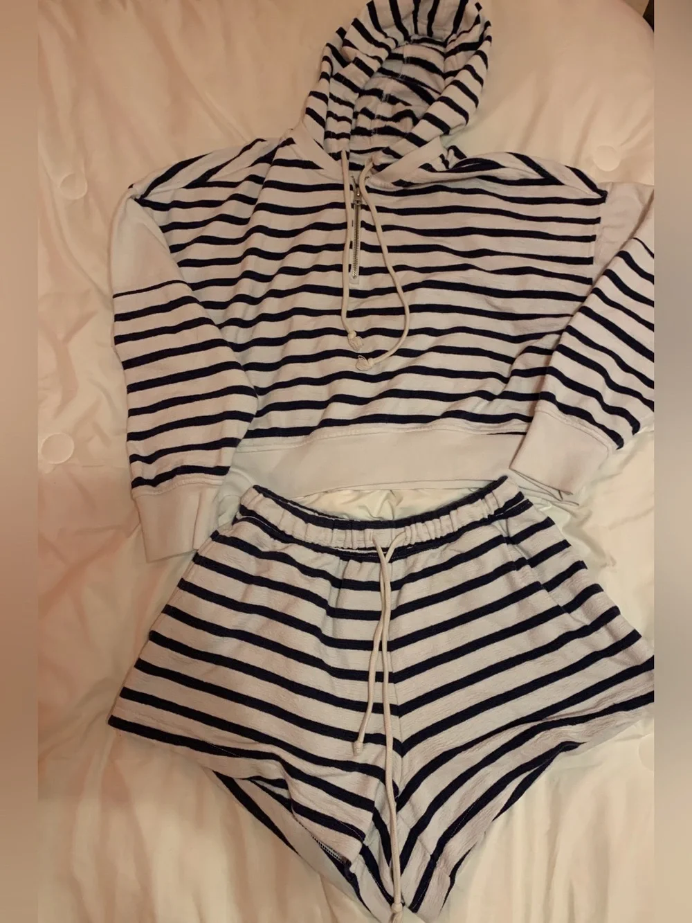Aerie navy and white striped set